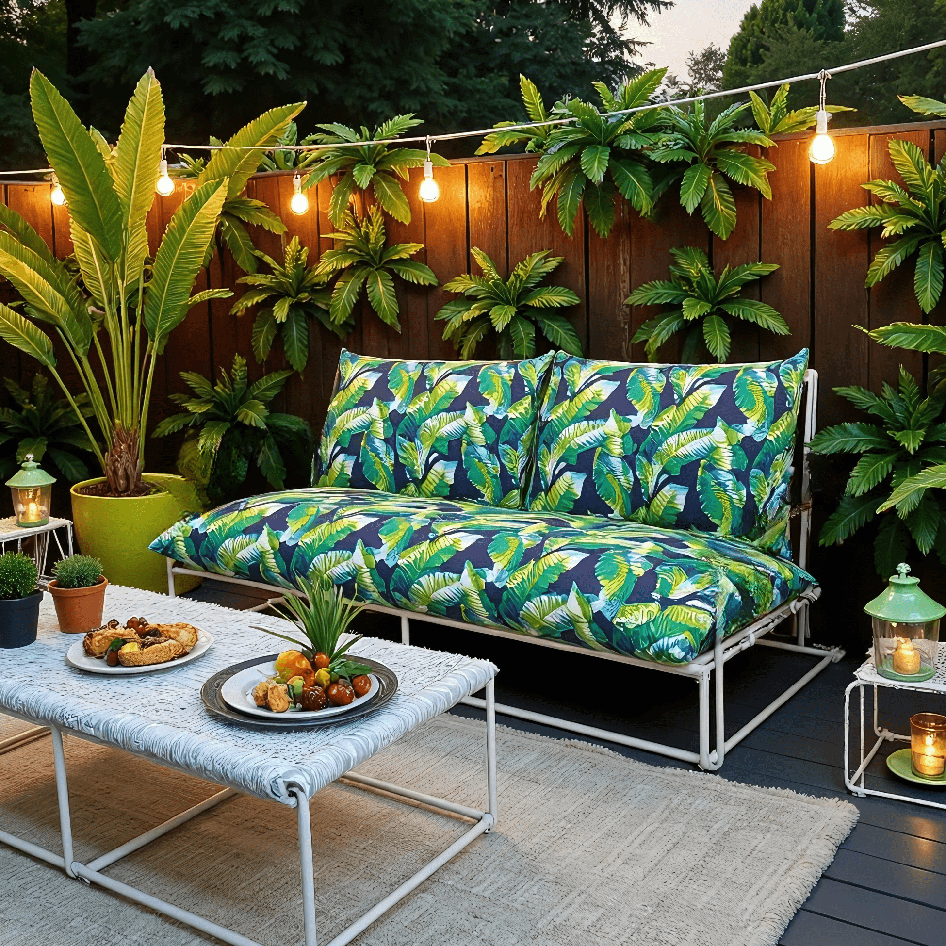 Rockin Cushions IKEA Outdoor Slipcovers 1 pillow and 1 seat cover Blue Palms Outdoor Slipcovers, Compatible with IKEA Havsten